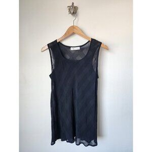 Biya Johnny Was vintage blk semi-sheer sleeveless blouse M